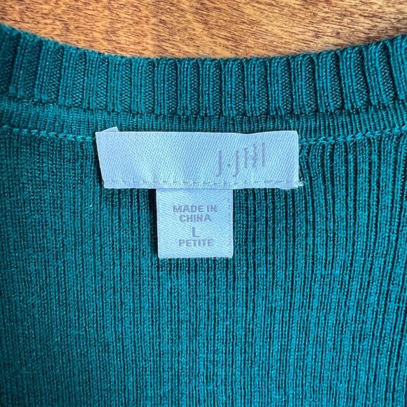 J. Jill Duster Cardigan Sweater Womens Petite Large Green V-Neck 3 Button Ribbed - Picture 10 of 13